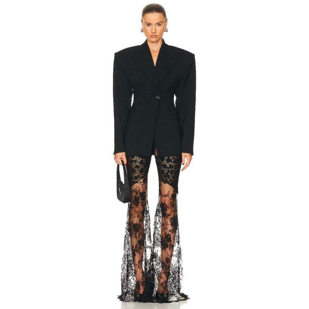 Roberto Cavalli Flared Floreal Chantilly Lace Pants Nero - Picture 4 of 4